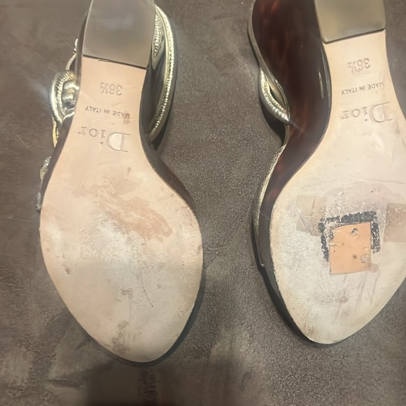 Vintage Dior gold Tortoise colored wedge firm - Picture 15 of 16